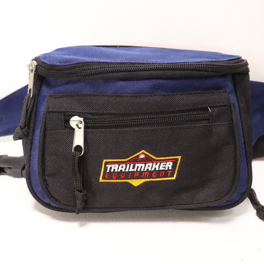 Trail Maker Fanny Pack Unisex Black Blue Nylon Purse Pouch Bag Adjustable Strap - Picture 2 of 15
